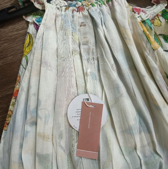 PQ Swim x Anthropologie Floral Ruffle Tiered Maxi Dress Orange M/L - Picture 7 of 14